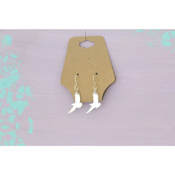 Sterling Silver Flying Eagle Earrings, Flying Eagle Earrings - Picture 4 of 4